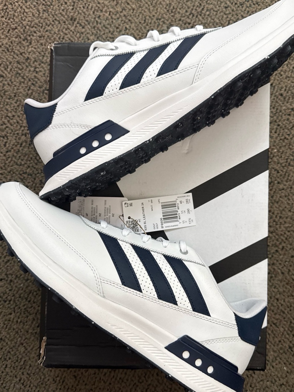 adidas S2G Spikeless Leather 24 Golf - White & Navy Men's Athletic Sneakers